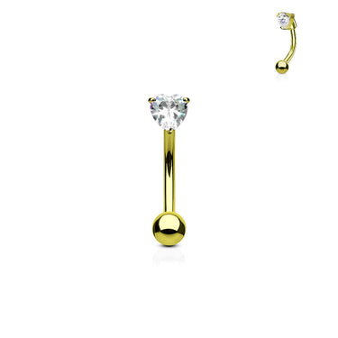 Gold Plated 16g Petite Heart Cubic Zirconia Reverse Navel Ring