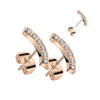 Rose Gold Plated Surgical Steel Curved Cubic Zirconia Stud Earrings (PAIR)