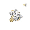 Gold Plated Titanium Internally Threaded Prong Set Square Cubic Zirconia Top