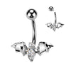 Titanium Lunar Bat Charm Belly Bar with Internal Threading