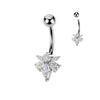 316L Belly Ring With Pear & Marquise CZ Bee and Press Fit CZ Top