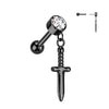 Black Plated Titanium Threadless Dagger Dangle Cartilage Barbell