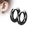 Black Plated 3mm Surgical Steel Hinged Round Hoop Earrings (PAIR)