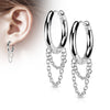 316L Surgical Steel Double Chain Hinged Hoop Earrings (PAIR)