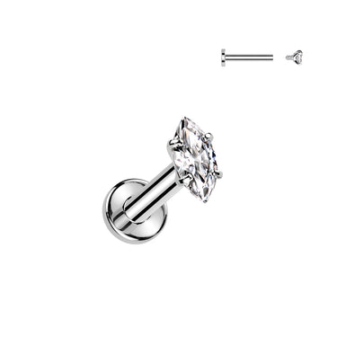 Implant Grade Titanium Labret with Marquise Cubic Zirconia Top
