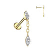 Gold Plated Titanium Marquise Drop Flat Back Stud