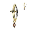 Gold Plated Dagger With Marquise Cubic Zirconia Dangle Belly Huggy