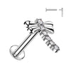 Internally Threaded 14K White Gold CZ Dragonfly Labret