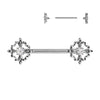 Fleur De Lis Ends Nipple Barbell Ring