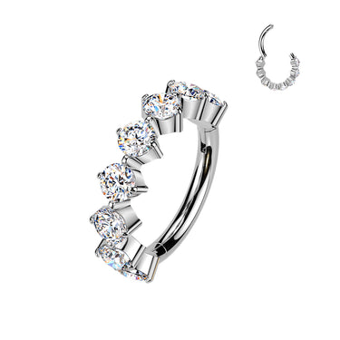 Implant Grade Titanium Outward Facing Cubic Zirconia Hinged Segment Hoop Ring