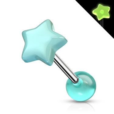 316L Surgical Steel Glow in the Dark Star Nipple/Tongue Barbell