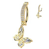 Ethereal Butterfly Belly Bar with Yellow Gold Plating