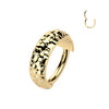 Gold Plated Titanium Wide Hinged Segment Hoop Ring With Hammered Pattern