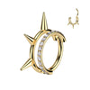 Gold Titanium Stacked Paved Hoop Earring with Triple Spike