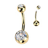 Gold PVD Plated Titanium Double CZ Honeycomb Navel Ring