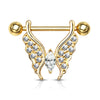Crystal Marquise Butterfly Nipple Shield with Gold Plating