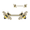 Gold Plated Buzy Bee Nipple Barbell Ring