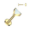 Gold Plated Titanium Labret With Bezel Set Triangle Opal Top