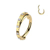 Gold Plated Pyramid Cut Titanium Segment Hoop Ring Body Jewellery