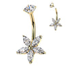 Gold Plated Internally Threaded Marquise Bloom Bandit Navel Ring