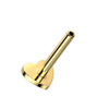 Gold Plated Titanium Threadless Flat Back Labret Pin with Heart Base