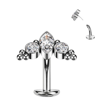 Alessi Titanium Threadless Floating Convex Base Belly Bar