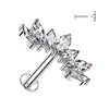 Internally Threaded 14K White Gold Marquise CZ Fan Top Labret