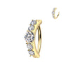 Yellow Gold Plated Titanium Hinged Clicker Hoop Moissanite Belly Ring