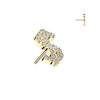 Gold Plated Titanium Threadless Push‑In Pave Cubic Zirconia Dollar Sign