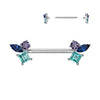316L Surgical Steel Nipple Barbell with Multicoloured Cubic Zirconia Shape Ends