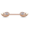 Rose Gold Plated Cubic Zirconia Paved Angel Wing Nipple Barbell