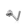 316L Surgical Steel 3‑Bead Cluster Cubic Zirconia Nose Stud