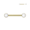 Gold Plated Titanium Threadless Push In Pearl Set Ends Nipple Barbell
