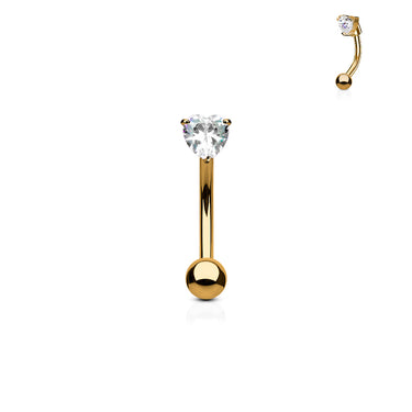 Rose Gold Plated 16g Petite Heart Cubic Zirconia Reverse Navel Ring