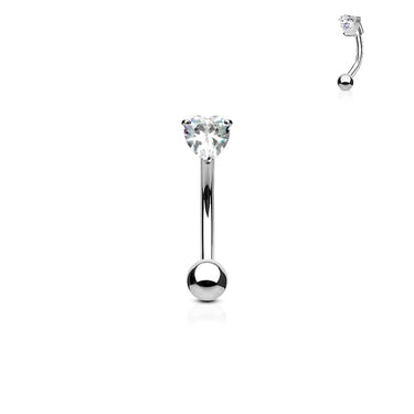 16g Petite 316L Surgical Steel Heart Cubic Zirconia Reverse Navel Ring