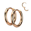Rose Gold Plated 2mm Surgical Steel Hinged Round Hoop Earrings (PAIR)