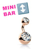 Rose Gold Plated Mini Bar Belly Rings