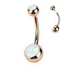 Lustrous Opal Navel Ring with Rose Gold Plating