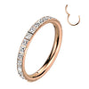Rose Gold Plated Titanium Square Gem Paved Clicker Body Jewellery