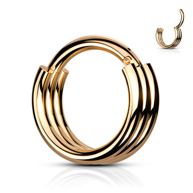 Rose Gold Plated Triple Layered Segment Hoop Ring