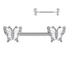 Dual Butterflies Nipple Barbell Ring