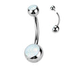Lustrous Opal Navel Titanium Internally Threaded Belly Bars
