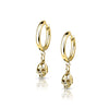 Gold Plated Surgical Steel Skull Dangle Hinged Hoop Earring (PAIR)