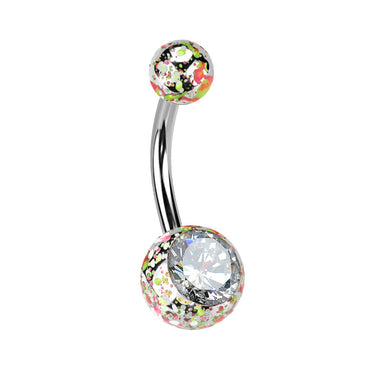 Splatter Gem Ball Belly Button Bars