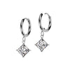 Surgical Steel Prong Set Cubic Zirconia Diamond Dangle Hinged Hoop Earring (PAIR)
