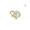 Gold Plated Titanium Threadless Push‑In Heart Top with Cubic Zirconia Centre