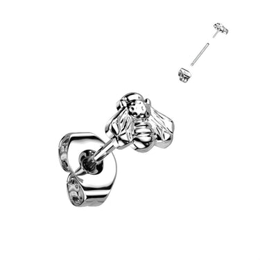 Titanium Bee Earring with Traditional Butterfly Backing (PAIR)