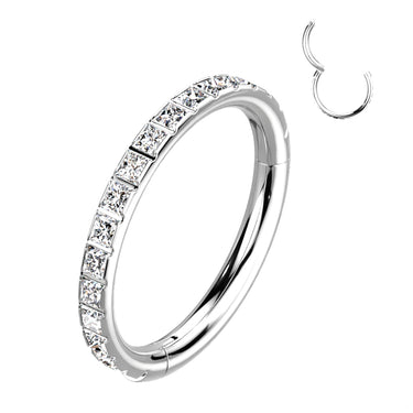 Titanium Implant Grade Square Gem Paved Clicker Body Jewellery