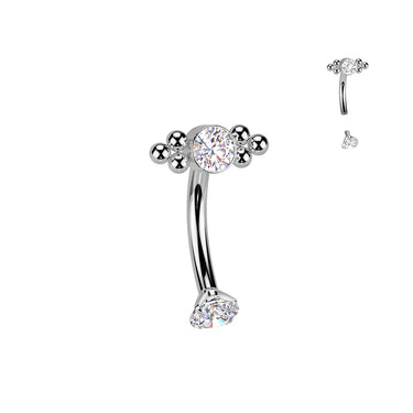16g Petite Implant Grade Titanium Cubic Zirconia Reverse Belly Ring
