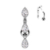 Titanium Threadless Trinity Teardrop Floating Belly Bar